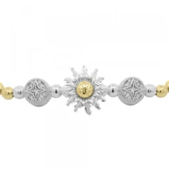 Pulsera Eguzkilore Bolitas Plata Bicolor y Macramé