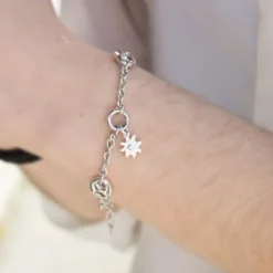 Pulsera Eguzkilore Cadena Rolo y Calabrote de Plata