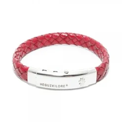 Pulsera Eguzkilore Cuero trenzado Granate