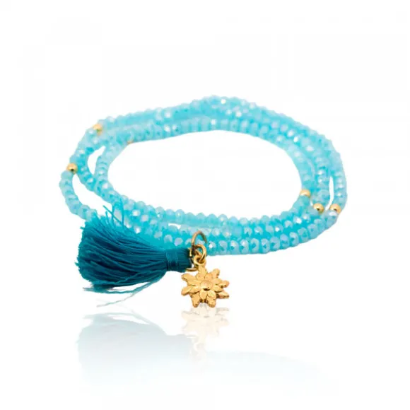 Pulsera Elástica Turquesa Triple con Eguzkilore