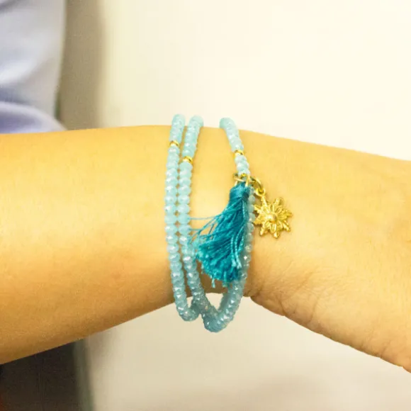 Pulsera Elástica Turquesa Triple con Eguzkilore