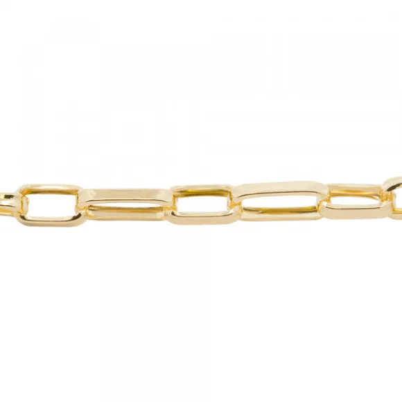 Pulsera Eslabones Alargados de Plata Dorada