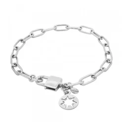 Pulsera Eslabones Martelé Cierre Candado de Plata