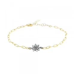 Pulsera Eslabones Plata Dorada y Eguzkilore Plata