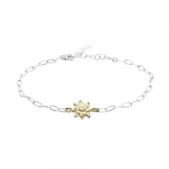 Pulsera Eslabones Plata y Eguzkilore Dorado