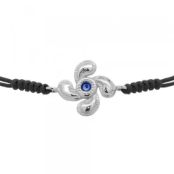 Pulsera Lauburu Berria Plata y Circonita Azul
