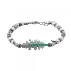 Pulsera Mari Bolitas Rutenio y Circonitas Verdes