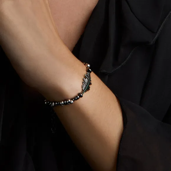 Pulsera Mari Bolitas Rutenio y Circonitas Verdes