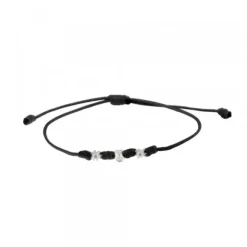 Pulsera Mik Negra Eguzkilore Oro Blanco