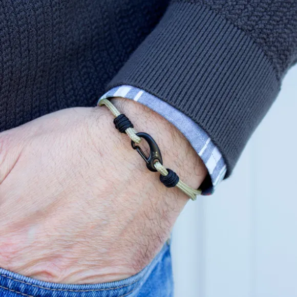 Pulsera Mosquetón Eguzkilore y Nylon Beige