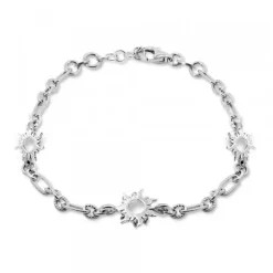 Pulsera Mountain de Plata con 3 Eguzkilore y Eslabones Grafilados