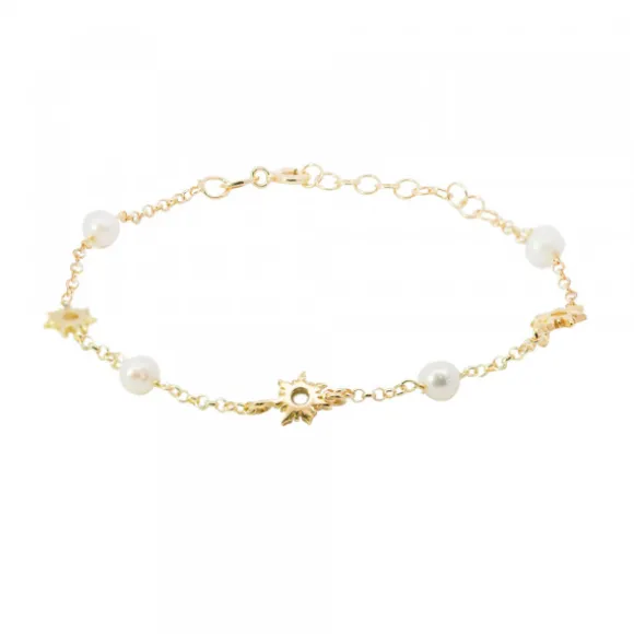 Pulsera Mountain Plata Dorada y Perlas