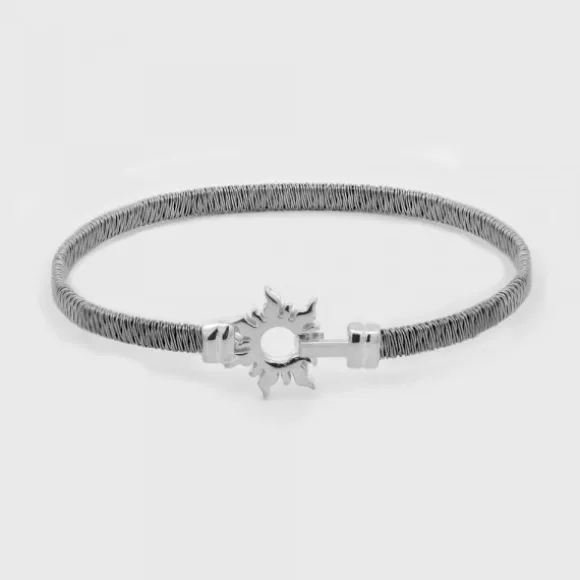 Pulsera Mountain Rígida Acero Negro y Plata