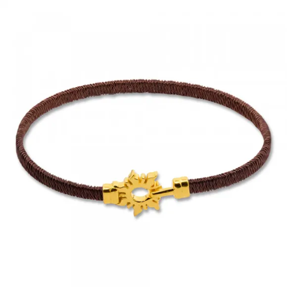 Pulsera Mountain Rígida Acero Cobre y Plata Dorada