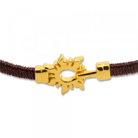 Pulsera Mountain Rígida Acero Cobre y Plata Dorada
