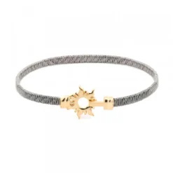 Pulsera Mountain Rígida Acero Negro y Plata Dorada