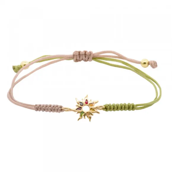 Pulsera Mountain Verde y Topo Dorada