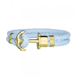 Pulsera Paul Hewitt de Cuero Azul y Acero Dorado