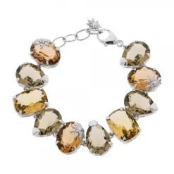 Pulsera Queen 3 Plata y Cristales Marrones