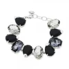 Pulsera Queen 3 Plata y Cristales Negros