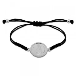 Pulsera Redonda San Fermín de Plata con Hilo Negro Personalizable