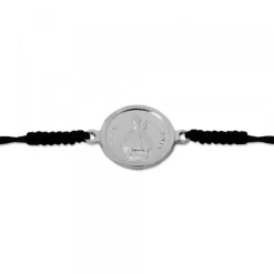 Pulsera Redonda San Fermín de Plata con Hilo Negro Personalizable