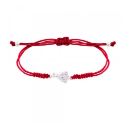 Pulsera San Fermín Plata con Hilo Rojo Nudos