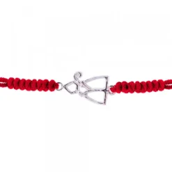 Pulsera San Fermín Plata con Hilo Rojo Nudos