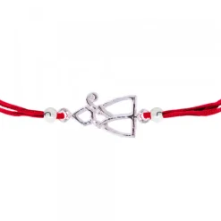 Pulsera San Fermín Silueta Plata con Hilo Rojo