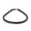 Pulsera Trenzada Negra con Terminal de Plata