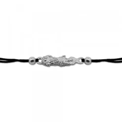 Pulsera Virgen Blanca de Plata con Hilo Negro