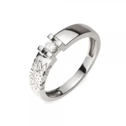 Sortija Eguzkilore Grabado Oro Blanco y Diamante