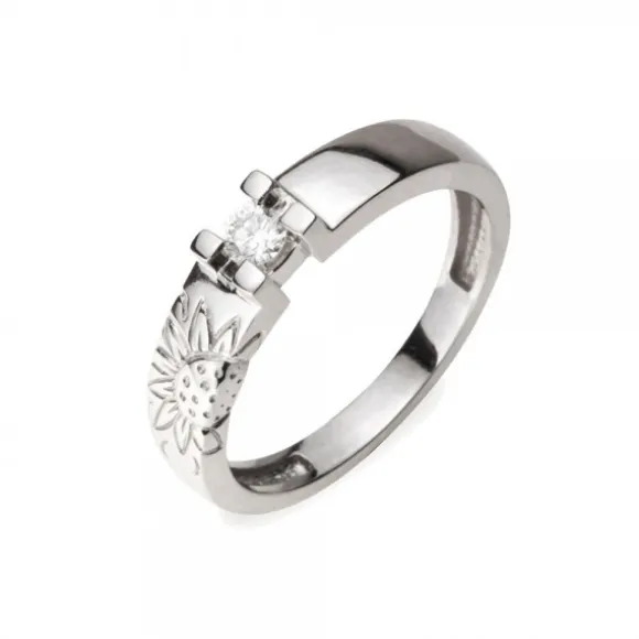 Sortija Eguzkilore Grabado Oro Blanco y Diamante