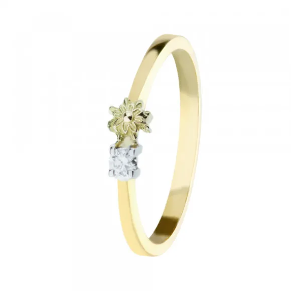 Sortija Oro con Diamante y Motivo Eguzkilore